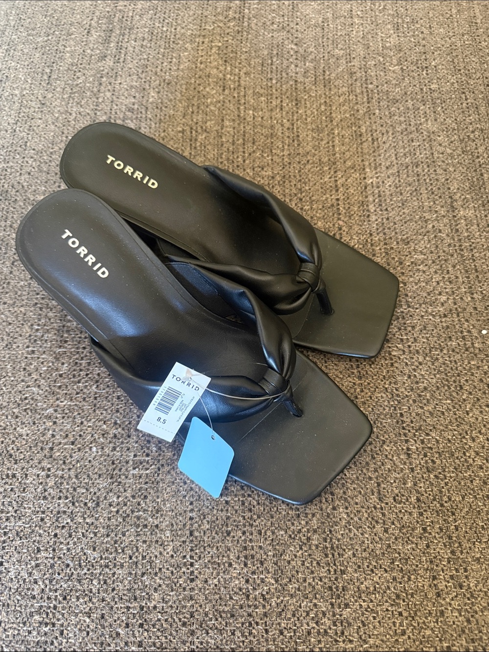 torrid Black Knotted Square-Toe Thong Sandals